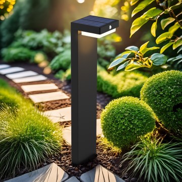 LED Lampa solarna z czujnikiem ruchu i zmierzchu PALERMO LED/5W/2000 mAh IP54 czarny