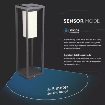 LED Lampa solarna z czujnikiem SAMSUNG CHIP LED/2W/3,7V IP65 2600 mAh