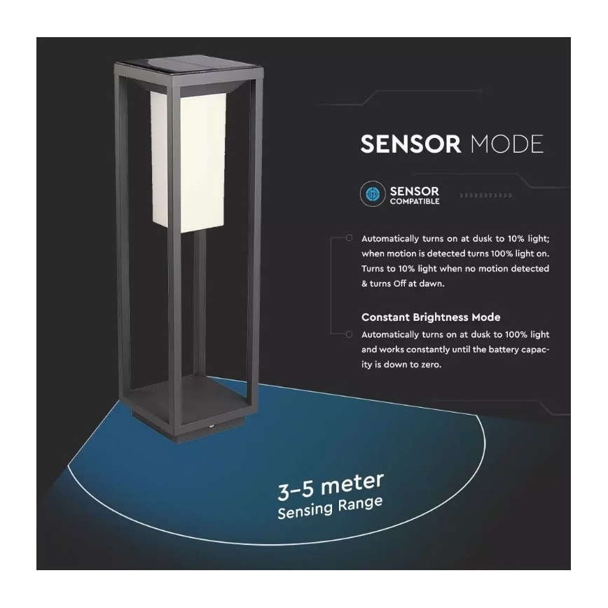 LED Lampa solarna z czujnikiem SAMSUNG CHIP LED/2W/3,7V IP65 2600 mAh