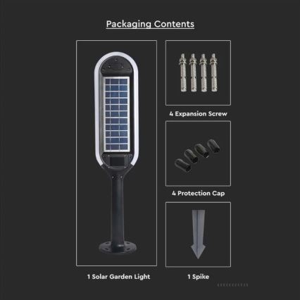 LED Lampa solarna z czujnikiema BOLLARD LED/5W/5,5V IP65 4000K