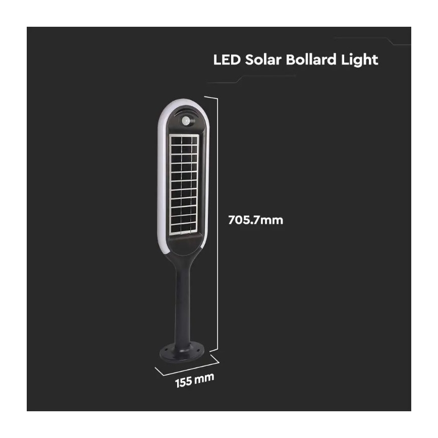 LED Lampa solarna z czujnikiema BOLLARD LED/5W/5,5V IP65 4000K