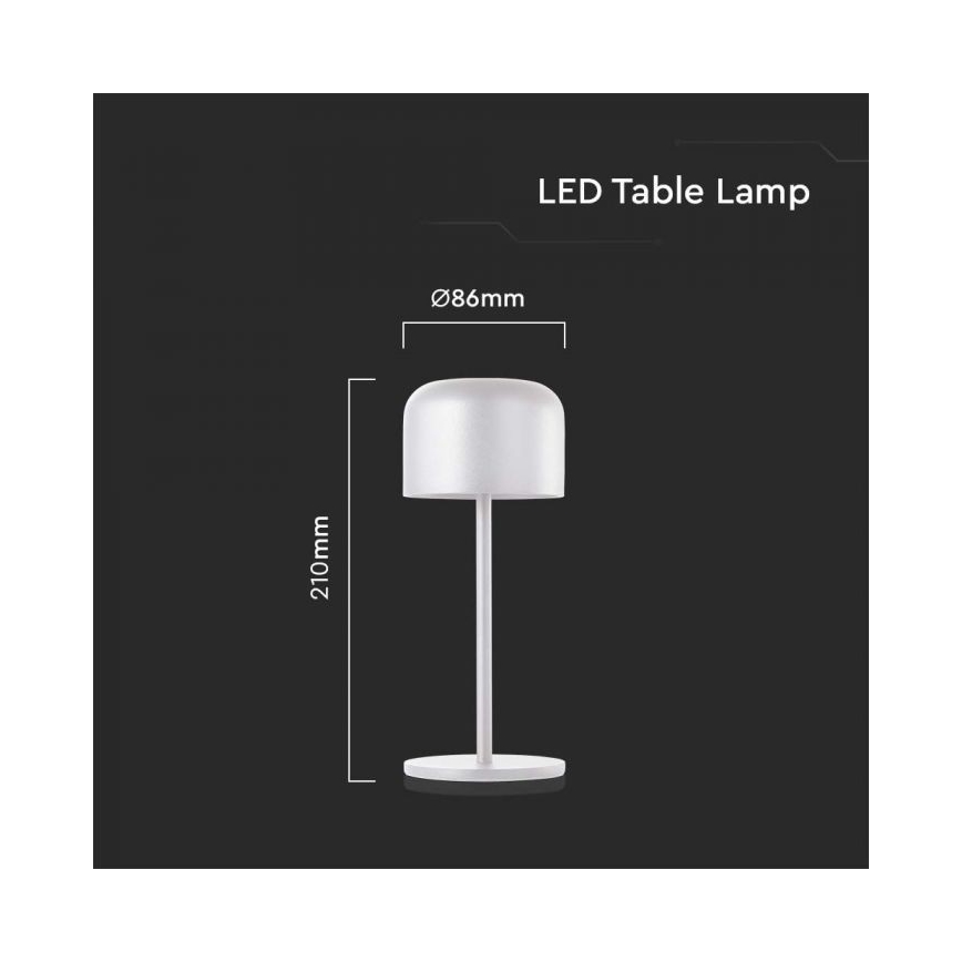LED Regulowana jasność, ładowalna, dotykowa lampa stołowa LED/1,5W/5V 2700-5700K IP54 2200 mAh biała