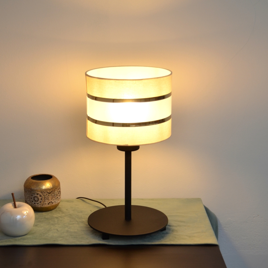 LED Lampa stołowa HELEN 1xE27/15W/230V kremowy/czarny/złoty