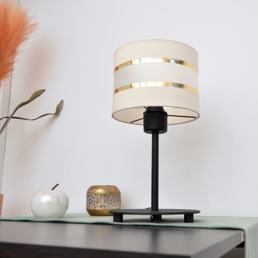 LED Lampa stołowa HELEN 1xE27/15W/230V kremowy/czarny/złoty