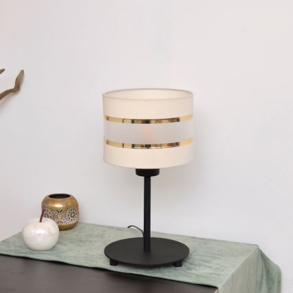 LED Lampa stołowa HELEN 1xE27/15W/230V kremowy/czarny/złoty