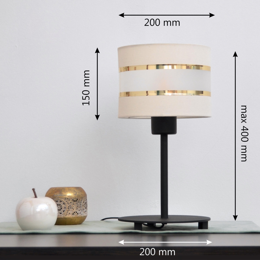 LED Lampa stołowa HELEN 1xE27/15W/230V kremowy/czarny/złoty
