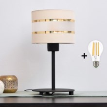 LED Lampa stołowa HELEN 1xE27/60W/230V kremowy/czarny/złoty
