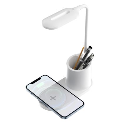 LED Lampa stołowa LED/3W/5V z ładowaniem bezprzewodowym biała