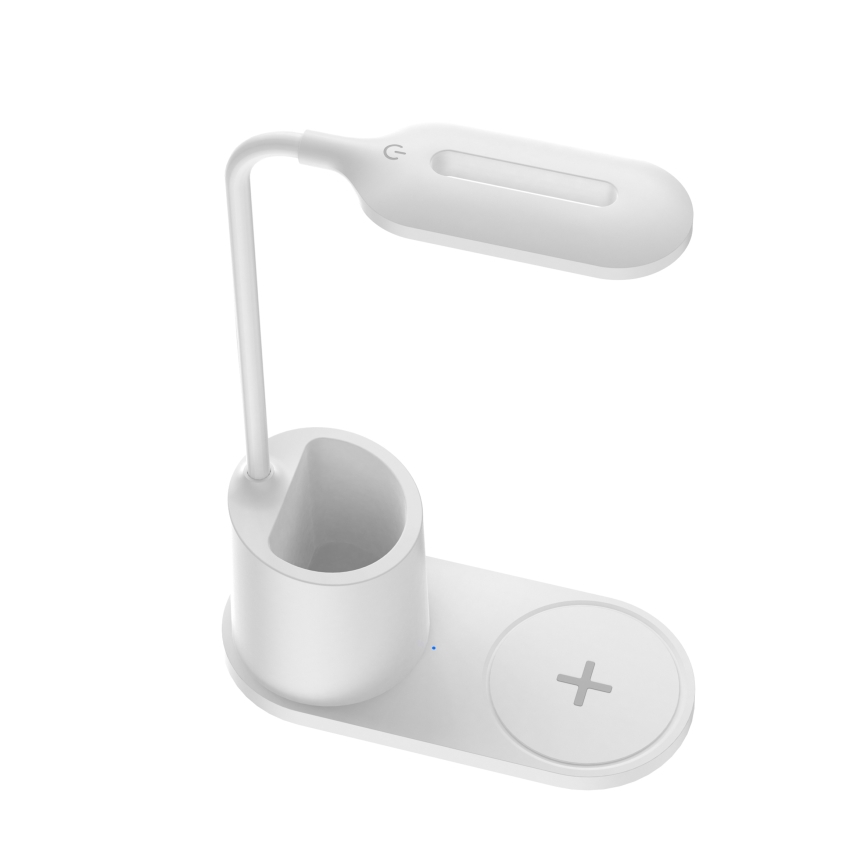 LED Lampa stołowa LED/3W/5V z ładowaniem bezprzewodowym biała