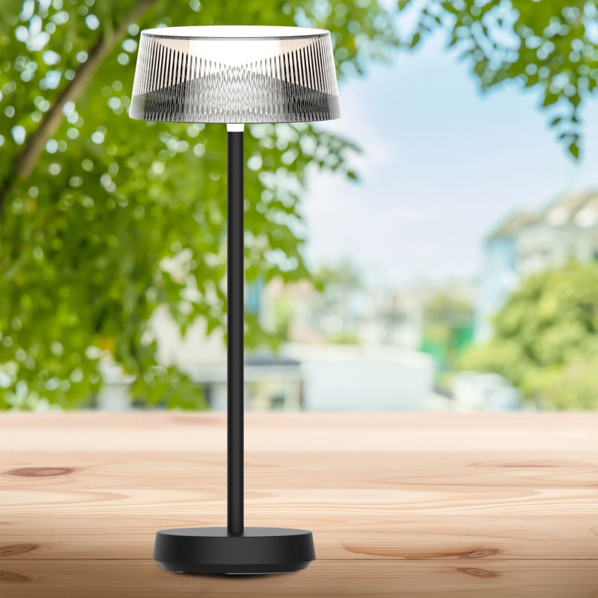LED Ściemn. dotykowa zewn. lampa stołowa CASABLANCA LED/3,4W/5V USB 3600 mAh IP44 czarny