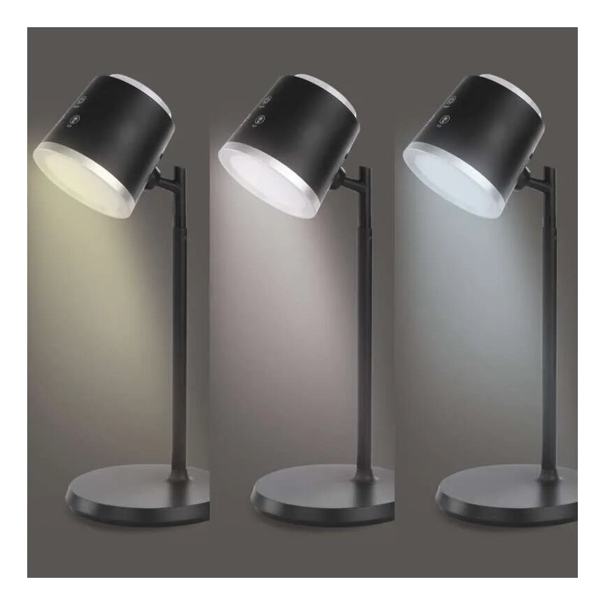 LED Lampa stołowa ściemnialna do ładowania 4w1 LED/6W/3,7V 3000K/4000K/6500K 1500mAh czarne