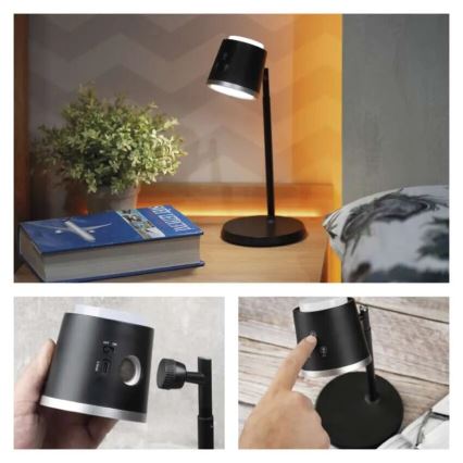 LED Lampa stołowa ściemnialna do ładowania 4w1 LED/6W/3,7V 3000K/4000K/6500K 1500mAh czarne