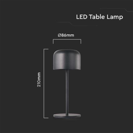 LED Ściemnialna akumulatorowa dotykowa lampka stołowa LED/1,5W/5V 2700-5700K IP54 2200 mAh czarna