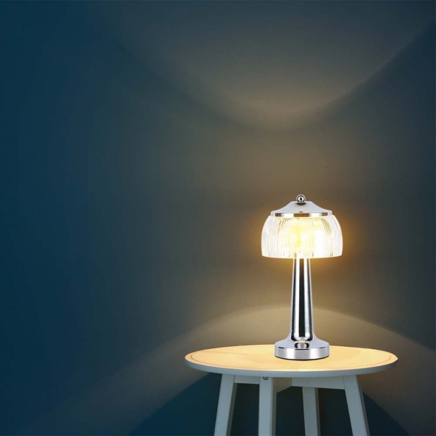 LED Ściemnialna akumulatorowa dotykowa lampka stołowa LED/1W/5V 3000-6000K 1800 mAh chrom błyszczący