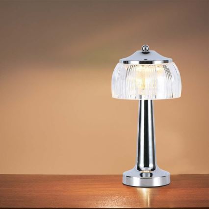 LED Ściemnialna akumulatorowa dotykowa lampka stołowa LED/1W/5V 3000-6000K 1800 mAh chrom błyszczący