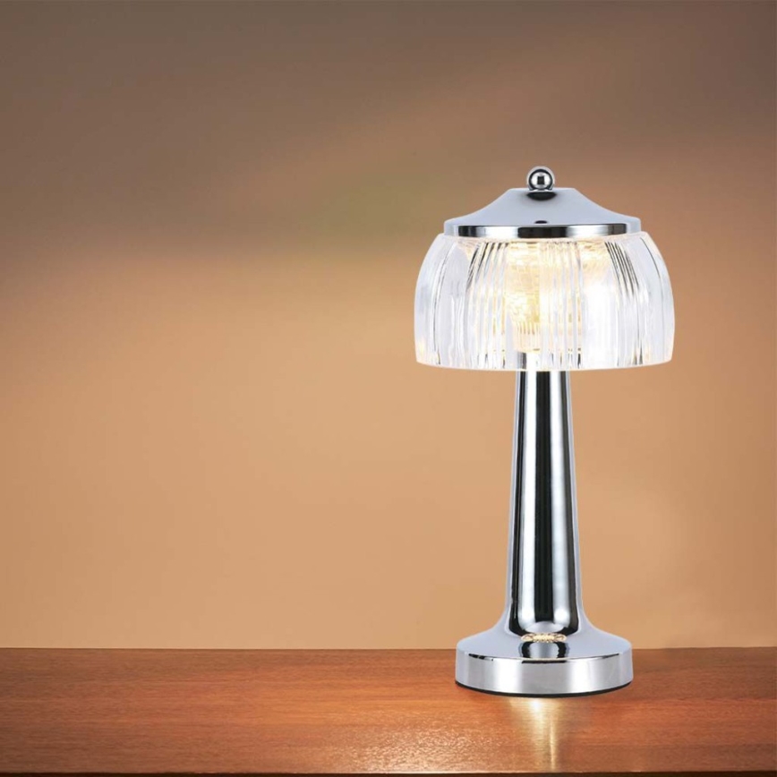 LED Ściemnialna akumulatorowa dotykowa lampka stołowa LED/1W/5V 3000-6000K 1800 mAh chrom błyszczący