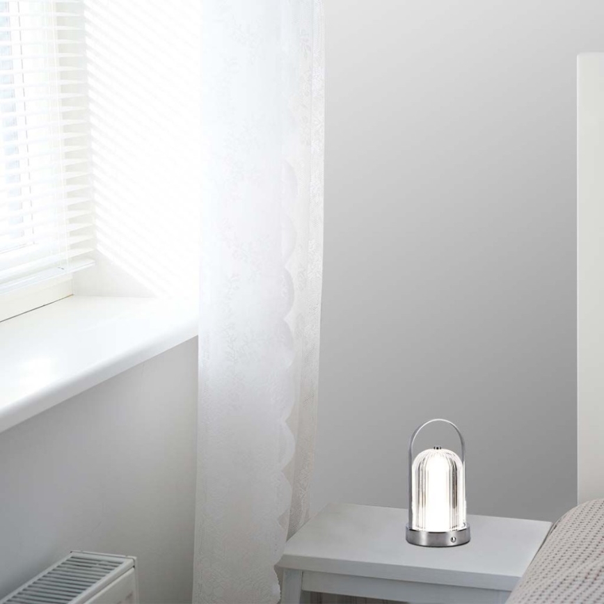 LED Ściemnialna akumulatorowa dotykowa lampka stołowa LED/1W/5V 3000-6000K 1800 mAh matowy chrom