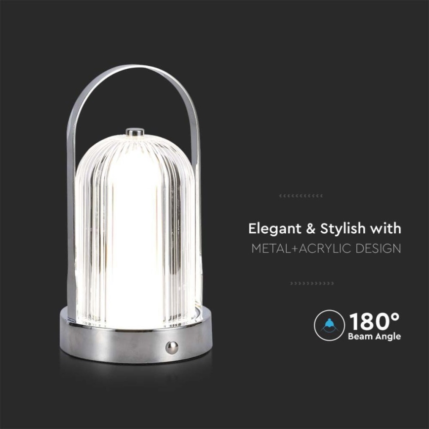 LED Ściemnialna akumulatorowa dotykowa lampka stołowa LED/1W/5V 3000-6000K 1800 mAh matowy chrom