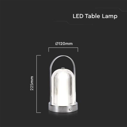 LED Ściemnialna akumulatorowa dotykowa lampka stołowa LED/1W/5V 3000-6000K 1800 mAh chrom