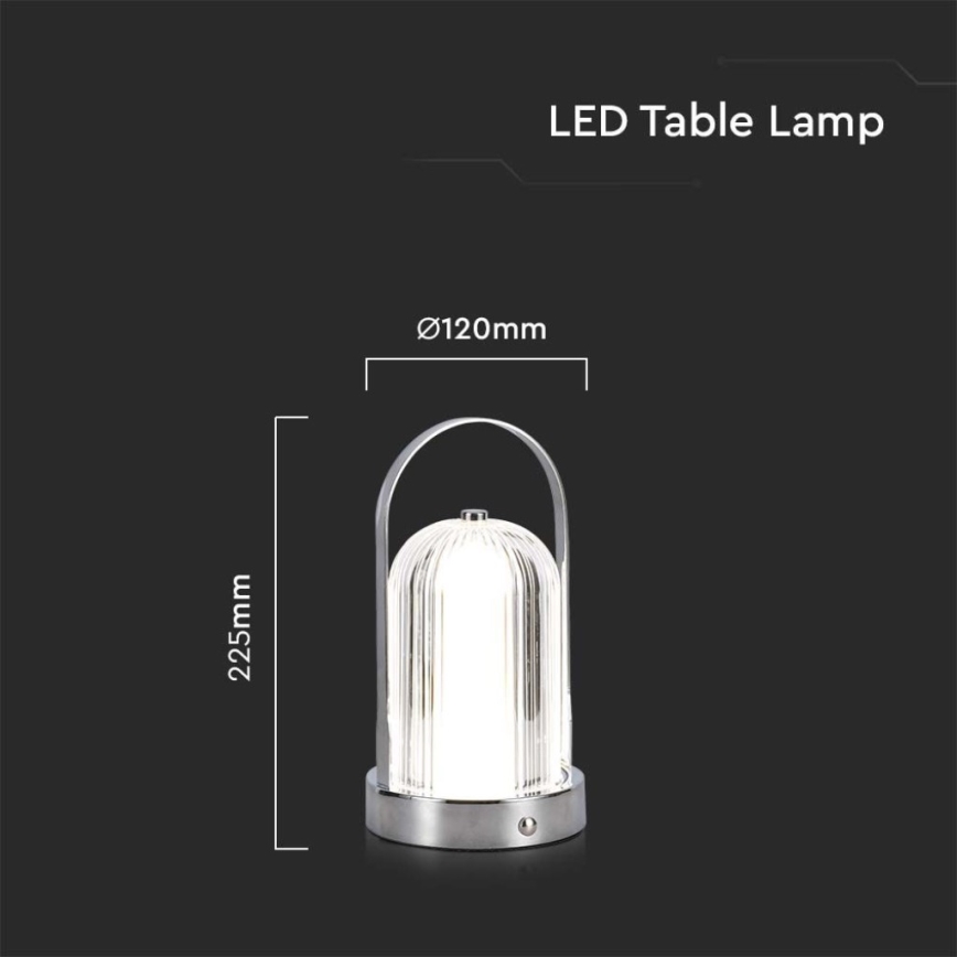 LED Ściemnialna akumulatorowa dotykowa lampka stołowa LED/1W/5V 3000-6000K 1800 mAh matowy chrom