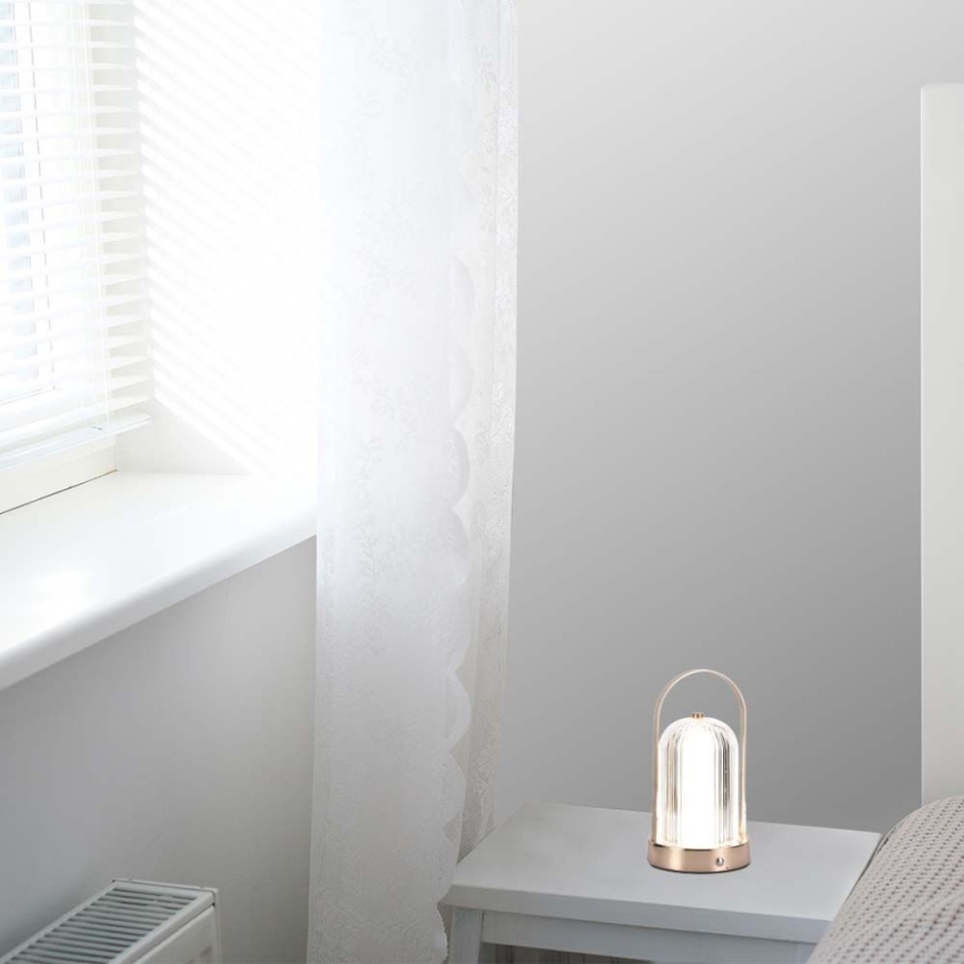 LED Ściemnialna akumulatorowa dotykowa lampka stołowa LED/1W/5V 3000-6000K 1800 mAh miedź