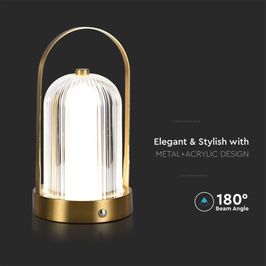 LED Ściemnialna akumulatorowa dotykowa lampka stołowa LED/1W/5V 3000-6000K 1800 mAh złoty