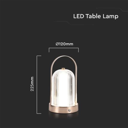 LED Ściemnialna akumulatorowa dotykowa lampka stołowa LED/1W/5V 3000-6000K 1800 mAh złoty