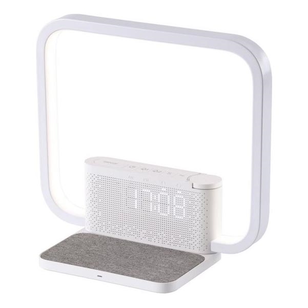 LED Lampa stołowa ściemnialna z budzikiem i Qi ładowaniem LED/18W/230V biały