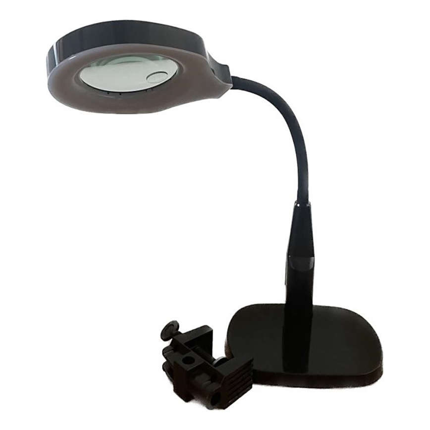 LED Lampa stołowa ściemnialna ze szkłem powiększającym dwuogniskowym LED/6W/230V 6000-7000K czarna