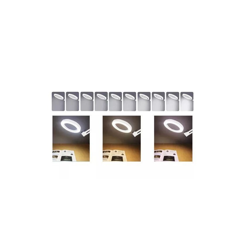 LED Lampa stołowa ściemnialna ze szkłem powiększającym LED/6W/5V 3000K/4000K/6000K biała