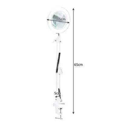 LED Lampa stołowa ściemnialna ze szkłem powiększającym LED/6W/5V 3000K/4000K/6000K biała