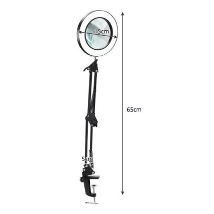 LED Lampa stołowa ściemnialna ze szkłem powiększającym LED/6W/5V 3000K/4000K/6000K czarna
