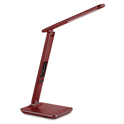 LED Lampa stołowa z wyświetlaczem  LED/9W/12V USB czerwona