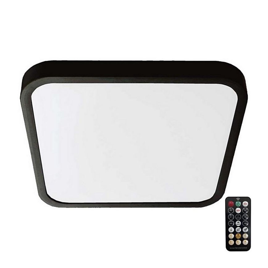 LED Lampa sufitowa do łazienki z czujnikiem SAMSUNG CHIP LED/18W/230V IP44 4000K 29x29 cm czarna + pilot do zdalnego sterowania