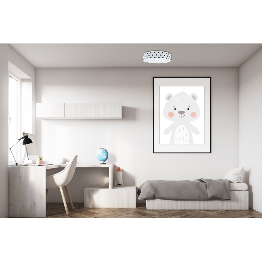 LED Dziecięca lampa sufitowa GALAXY KIDS LED/24W/230V w kropki biała/czarna