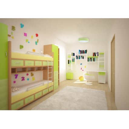 LED Dziecięca lampa sufitowa GALAXY KIDS LED/24W/230V zielono-biała w kropki