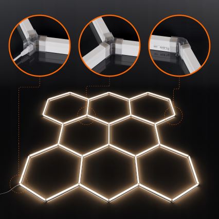 Oprawa sufitowa LED HEXAGON LED/280W/85-265V 4000K 313x298 cm CRI 90 IP54 biała
