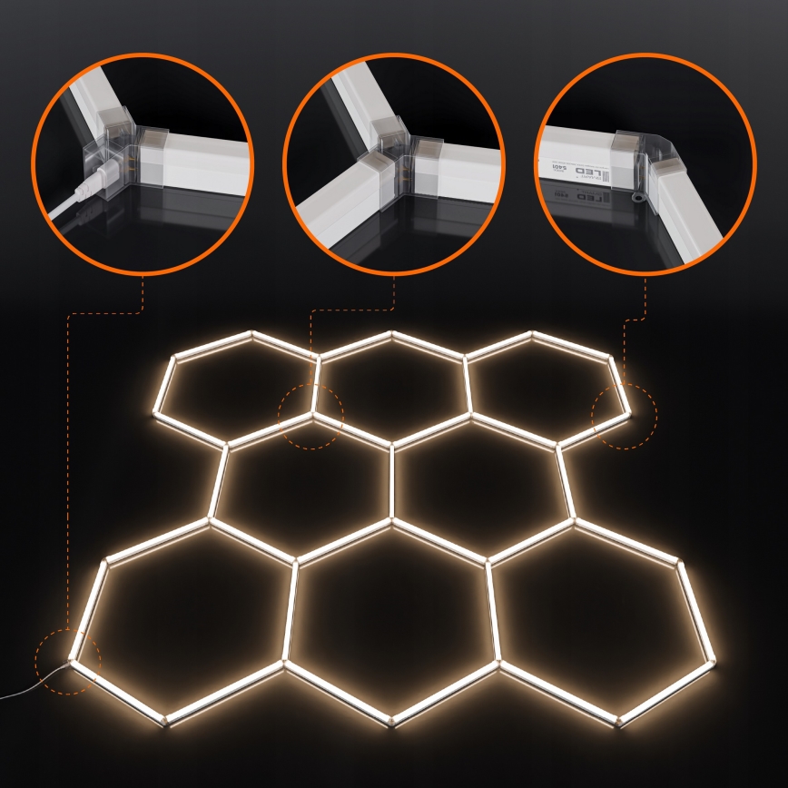 Oprawa sufitowa LED HEXAGON LED/280W/85-265V 4000K 313x298 cm CRI 90 IP54 biała