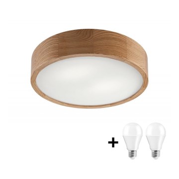 LED Lampa sufitowa OAK 2xE27/10W/230V dąb śr. 37 cm
