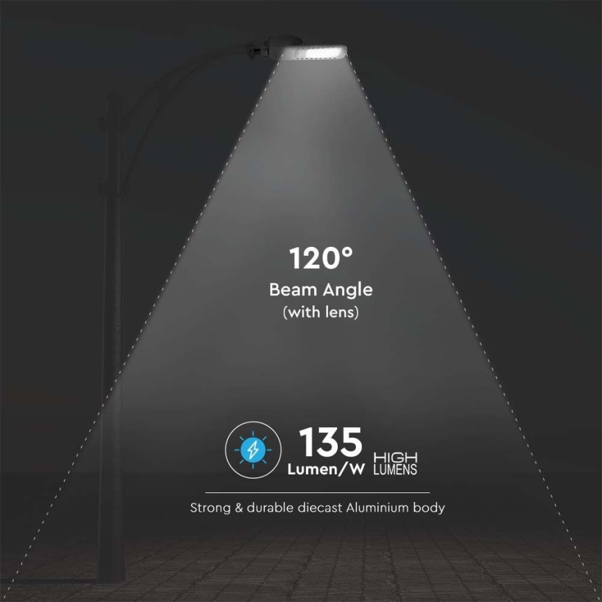 LED Lampa uliczna SAMSUNG CHIP LED/50W/230V 6500K szare
