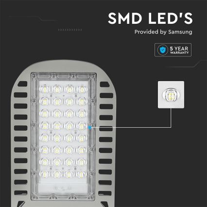 LED Lampa uliczna SAMSUNG CHIP LED/50W/230V 6500K szare