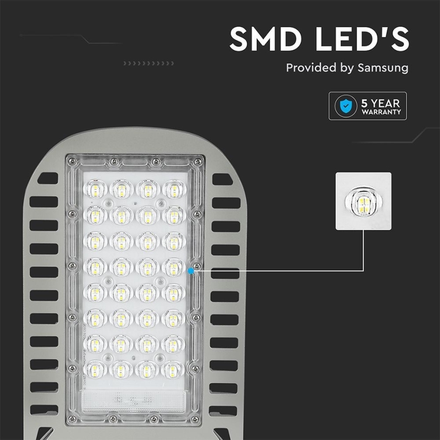 LED Lampa uliczna SAMSUNG CHIP LED/50W/230V 6500K szare