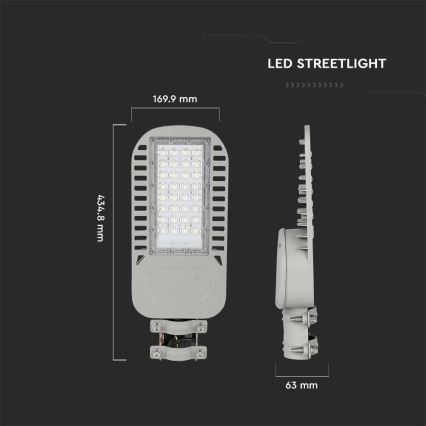 LED Lampa uliczna SAMSUNG CHIP LED/50W/230V 6500K szare