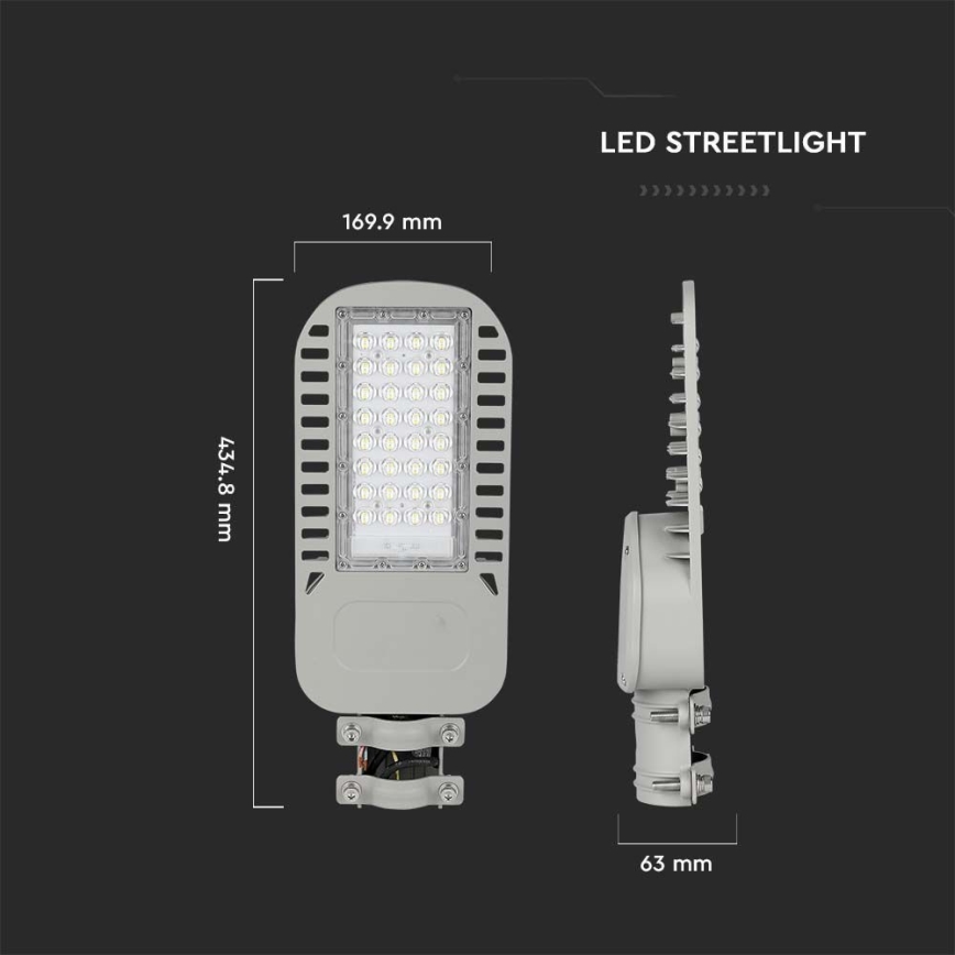 LED Lampa uliczna SAMSUNG CHIP LED/50W/230V 6500K szare