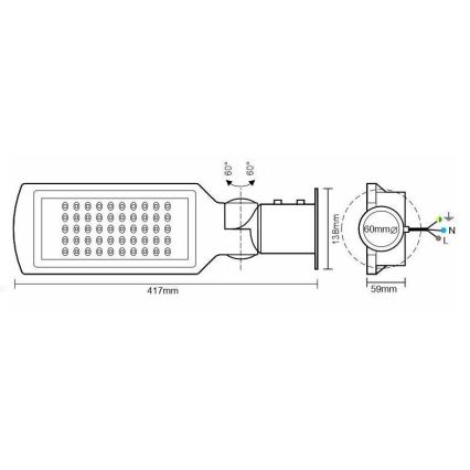 LED Lampa uliczna z czujnikiem LED/50W/170-400V IP65