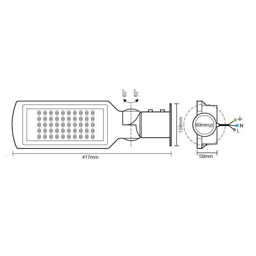 LED Lampa uliczna z czujnikiem LED/50W/170-400V IP65