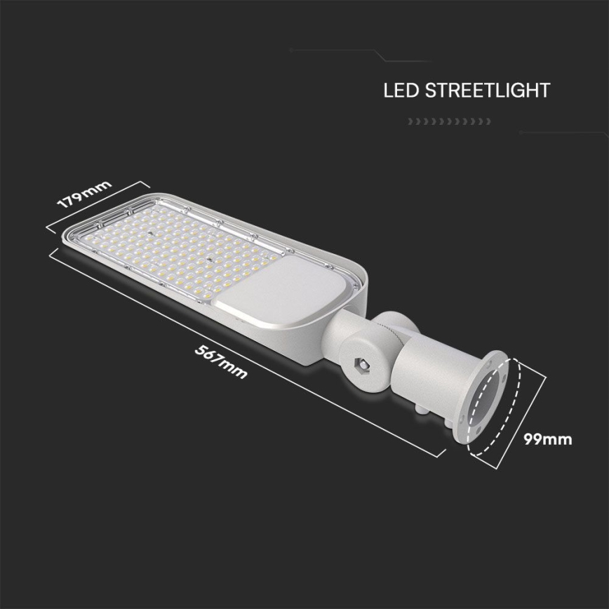 LED Lampa uliczna z czujnikiem zmierzchu SAMSUNG CHIP LED/100W/230V 4000K IP65 szary