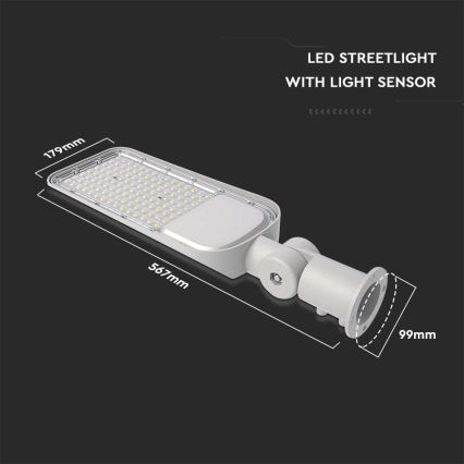 LED Lampa uliczna z czujnikiem zmierzchu SAMSUNG CHIP LED/100W/230V 6500K IP65 szary