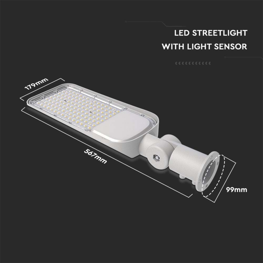 LED Lampa uliczna z czujnikiem zmierzchu SAMSUNG CHIP LED/100W/230V 6500K IP65 szary