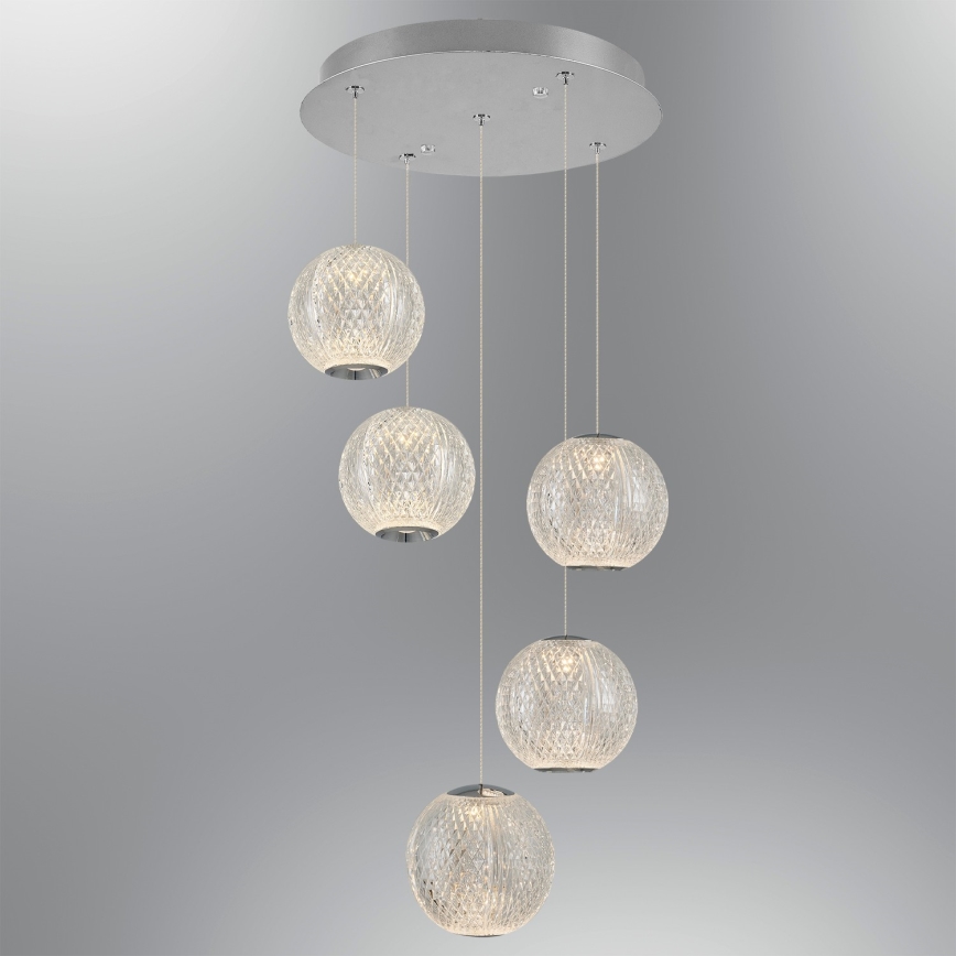 LED Lampa wisząca CREMONA 5xLED/5W/230V 3000K matowy chrom